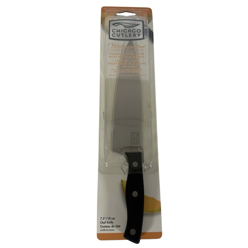 Chicago Cutlery 7.5” Chef Black Rivet Handle Metropolitan Fine Edge NIP